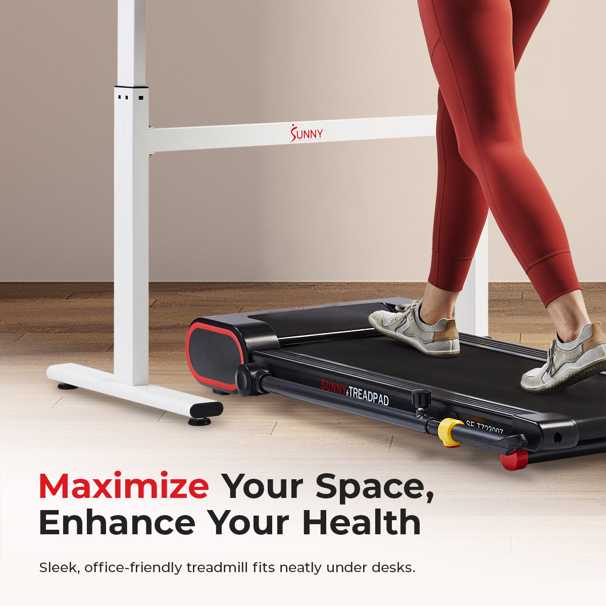 Sunny Health & Fitness Under Desk Smart TreadPad® Walking Treadmill with Hiking Pole