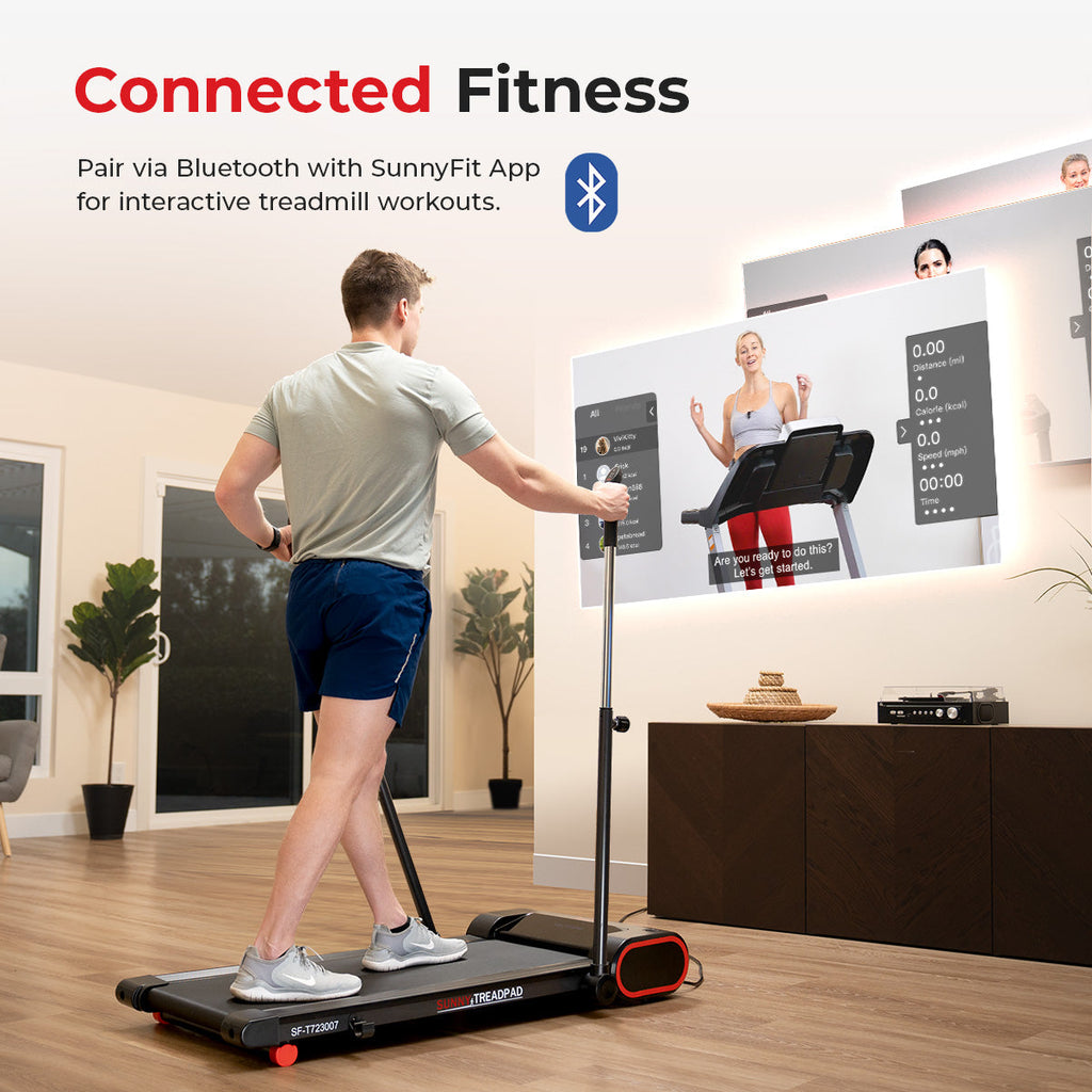 Sunny Health & Fitness Under Desk Smart TreadPad® Walking Treadmill with Hiking Pole