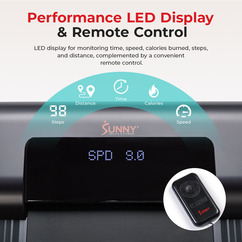 Sunny Health & Fitness Under Desk Smart TreadPad® Walking Treadmill with Hiking Pole