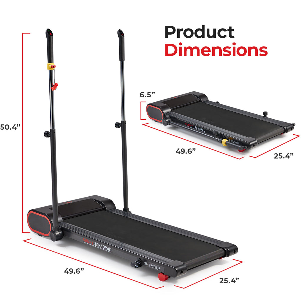 Sunny Health & Fitness Under Desk Smart TreadPad® Walking Treadmill with Hiking Pole