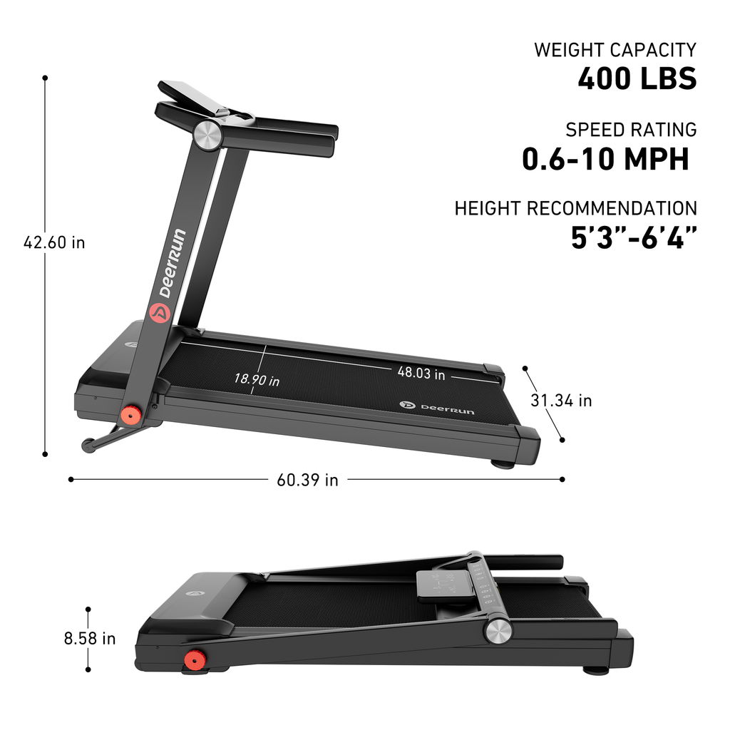 DeerRun Apex Flow 1 Foldable 15% Auto Incline Treadmill for Steady Home Running