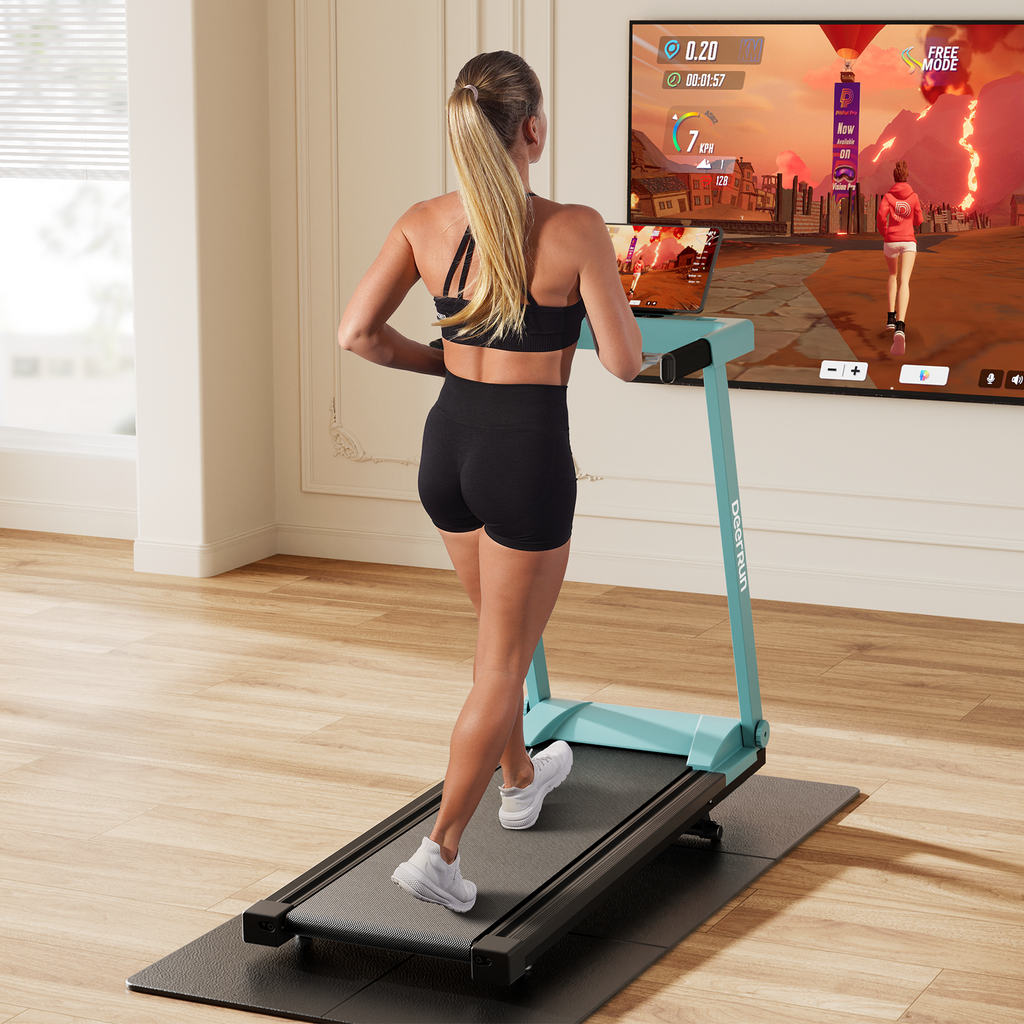 DeerRun All-New 2026 A1 Pro Move+ 6% Incline Foldable Treadmill——Upgraded Chip & NFC Support | 350 lbs, 10 mph Mint Green