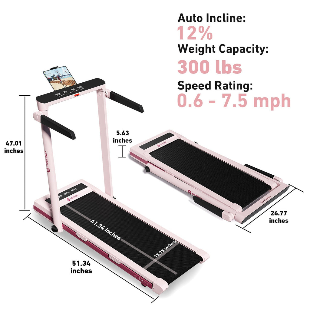DeerRun Z10 Pro Rose Pink | 12% Auto Incline Treadmill