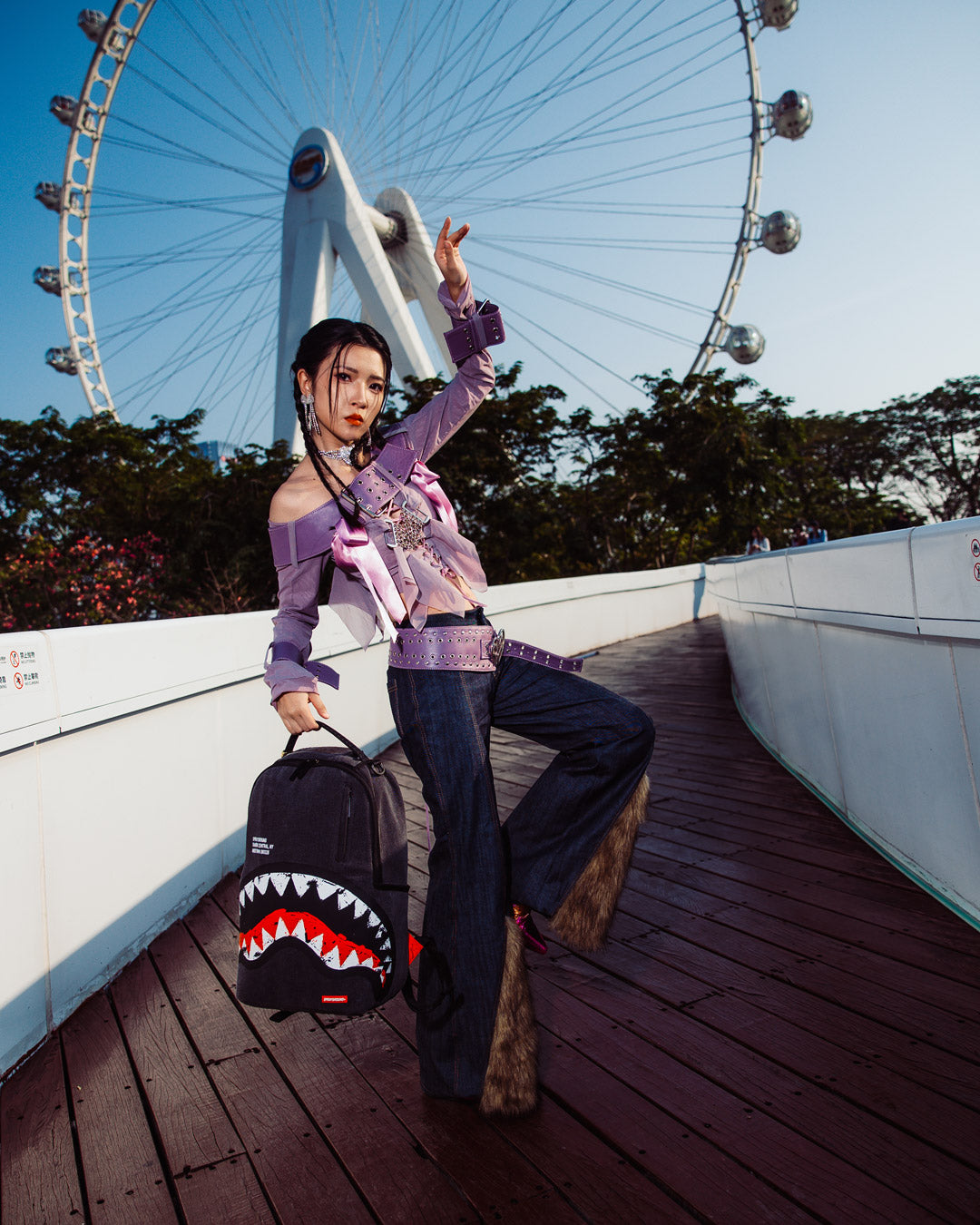 SPRAYGROUND SHARK CENTRAL DENIM VENOM BACKPACK