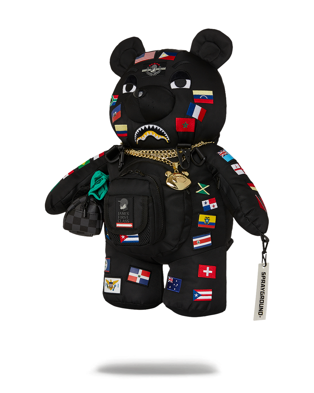 SPRAYGROUND JAMES FIRST CLASS GLOBAL FLAGS MONEYBEAR BACKPACK