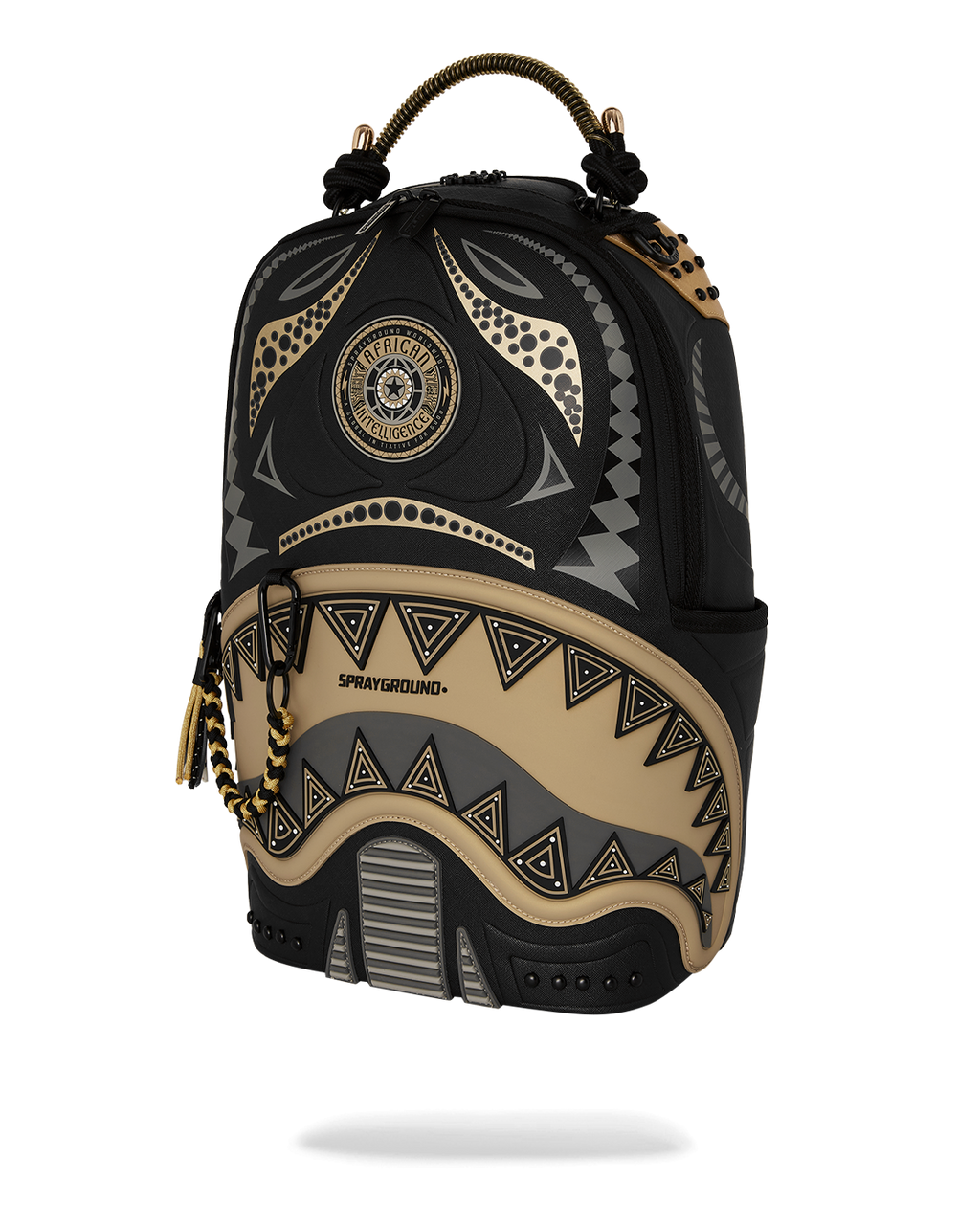 SPRAYGROUND A.I. AFRICAN INTELLIGENCE SHARKS OF THE GOLD OCEAN BACKPACK - SANDFLOWER COLLAB