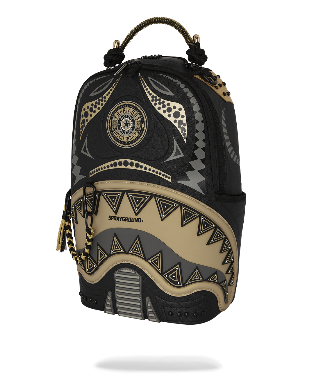 SPRAYGROUND A.I. AFRICAN INTELLIGENCE SHARKS OF THE GOLD OCEAN BACKPACK - SANDFLOWER COLLAB