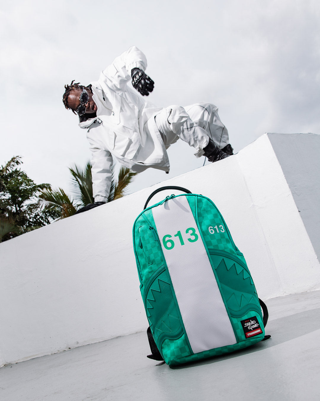 SPRAYGROUND SQUID GAME COLLAB JUMPSUIT BACKPACK