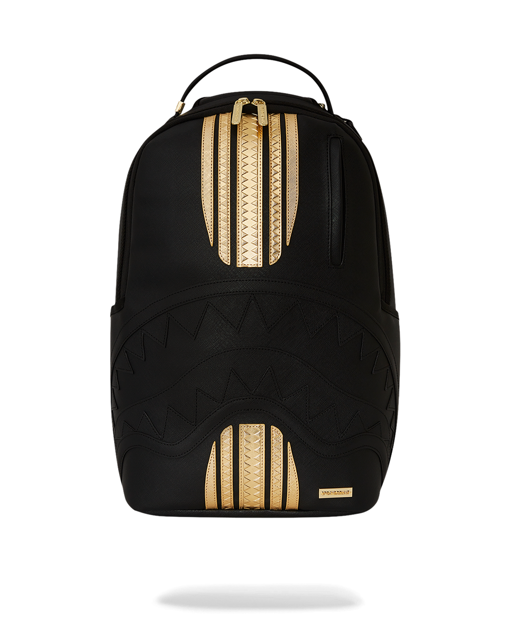 SPRAYGROUND GOLD AND BLACK RACING STRIPES BACKPACK