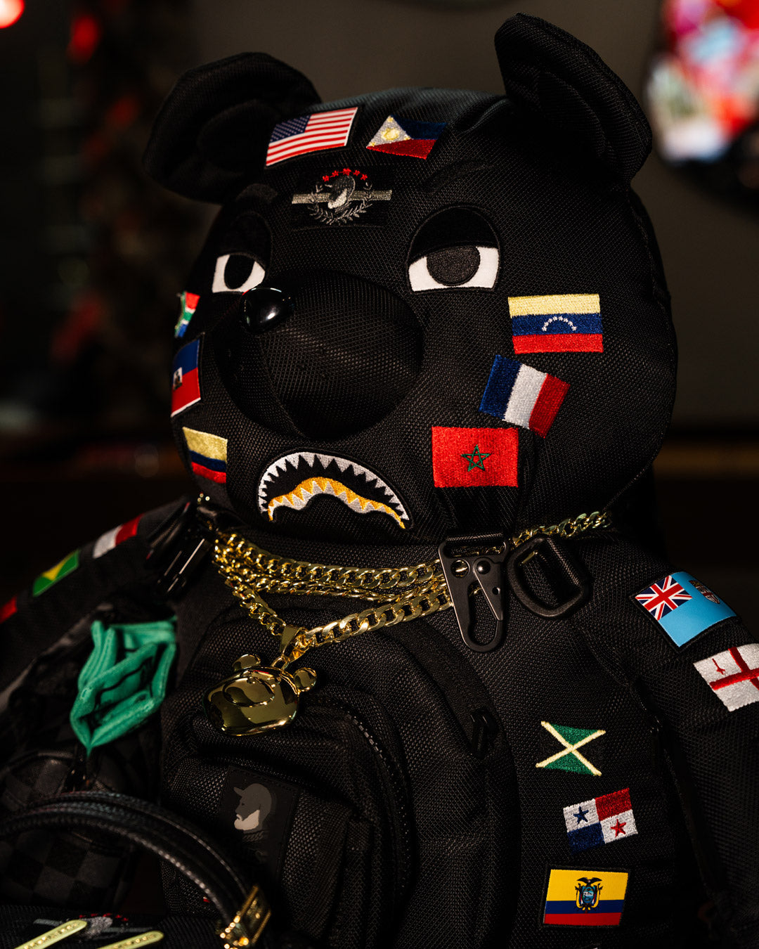 SPRAYGROUND JAMES FIRST CLASS GLOBAL FLAGS MONEYBEAR BACKPACK