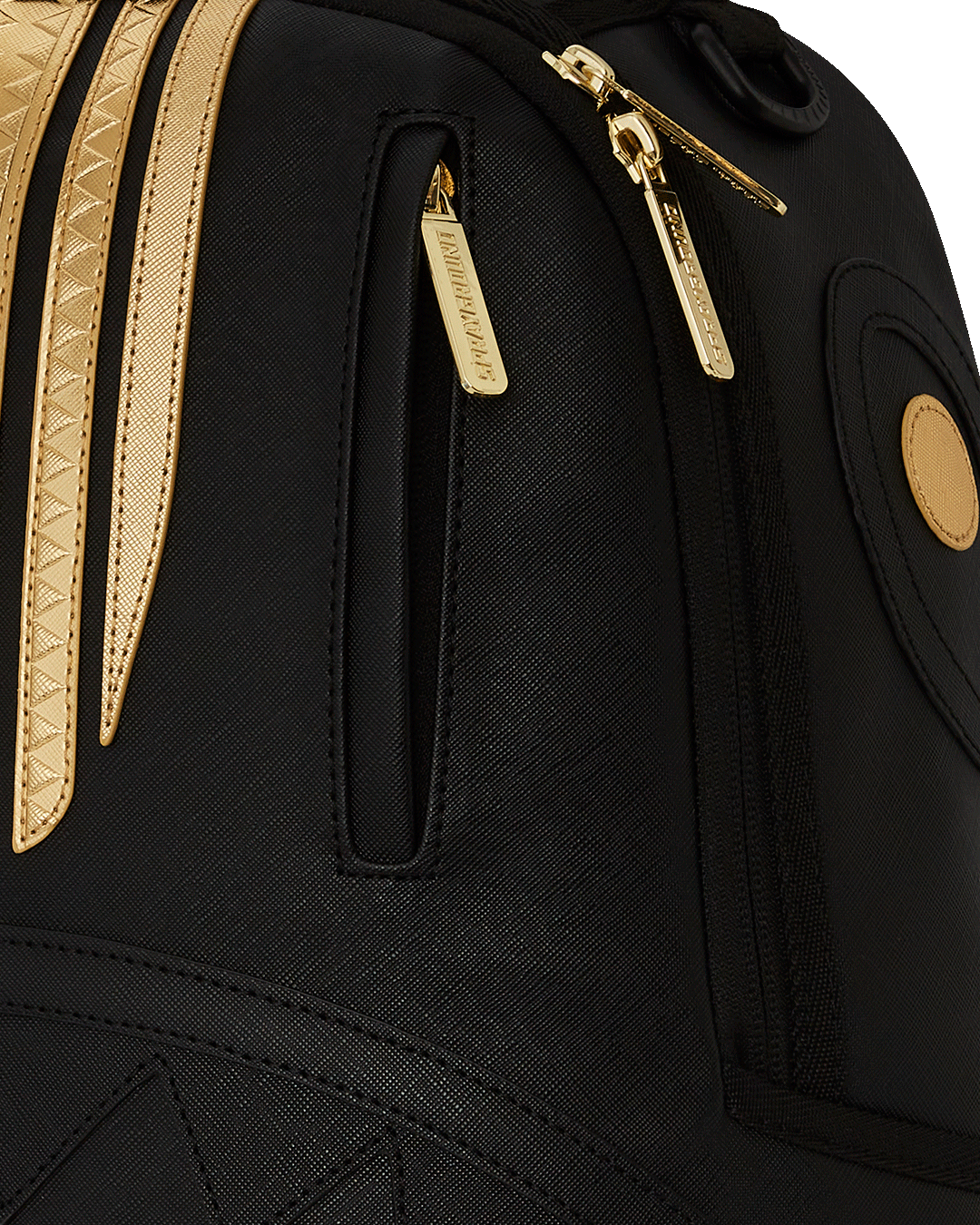 SPRAYGROUND GOLD AND BLACK RACING STRIPES BACKPACK