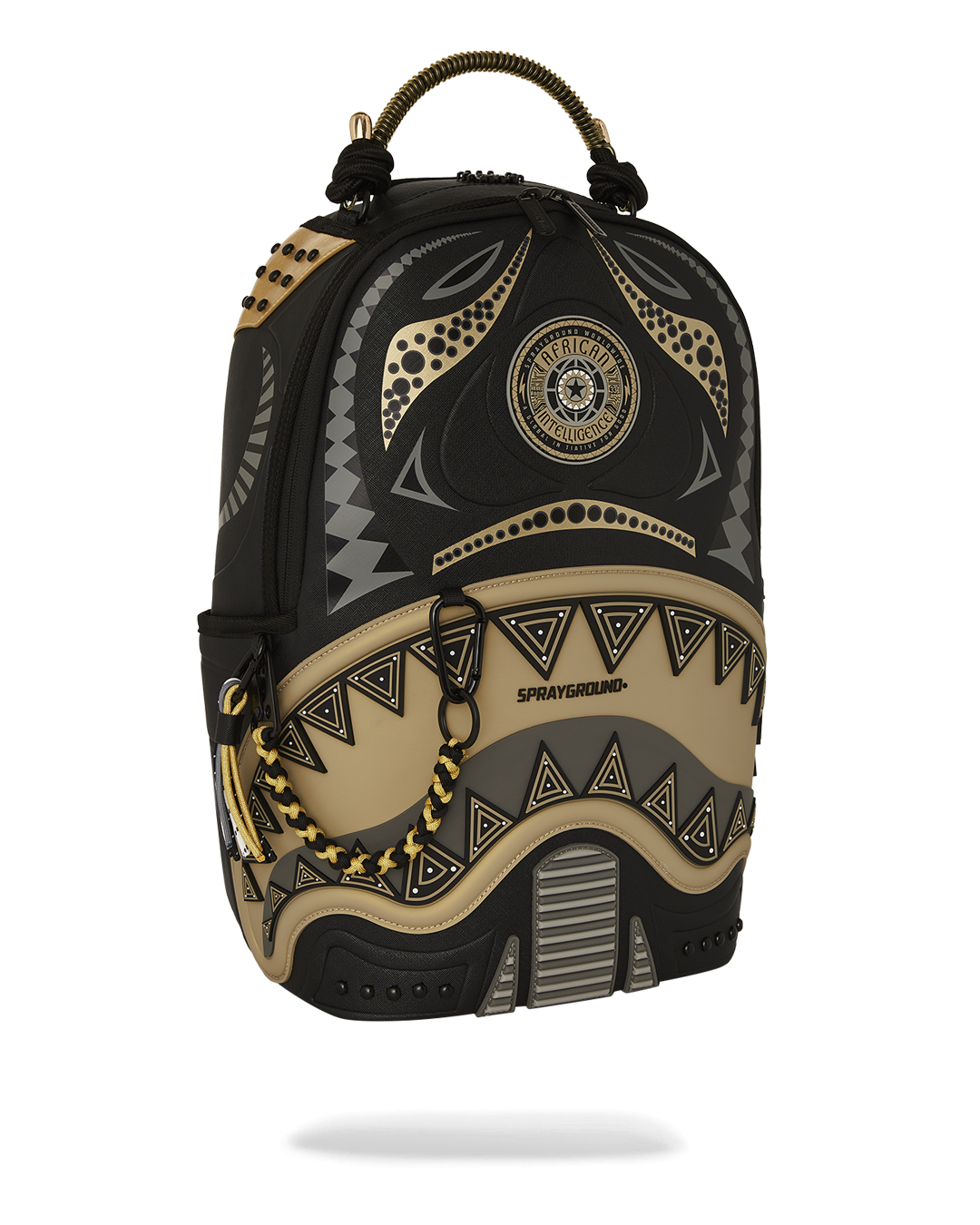 SPRAYGROUND A.I. AFRICAN INTELLIGENCE SHARKS OF THE GOLD OCEAN BACKPACK - SANDFLOWER COLLAB