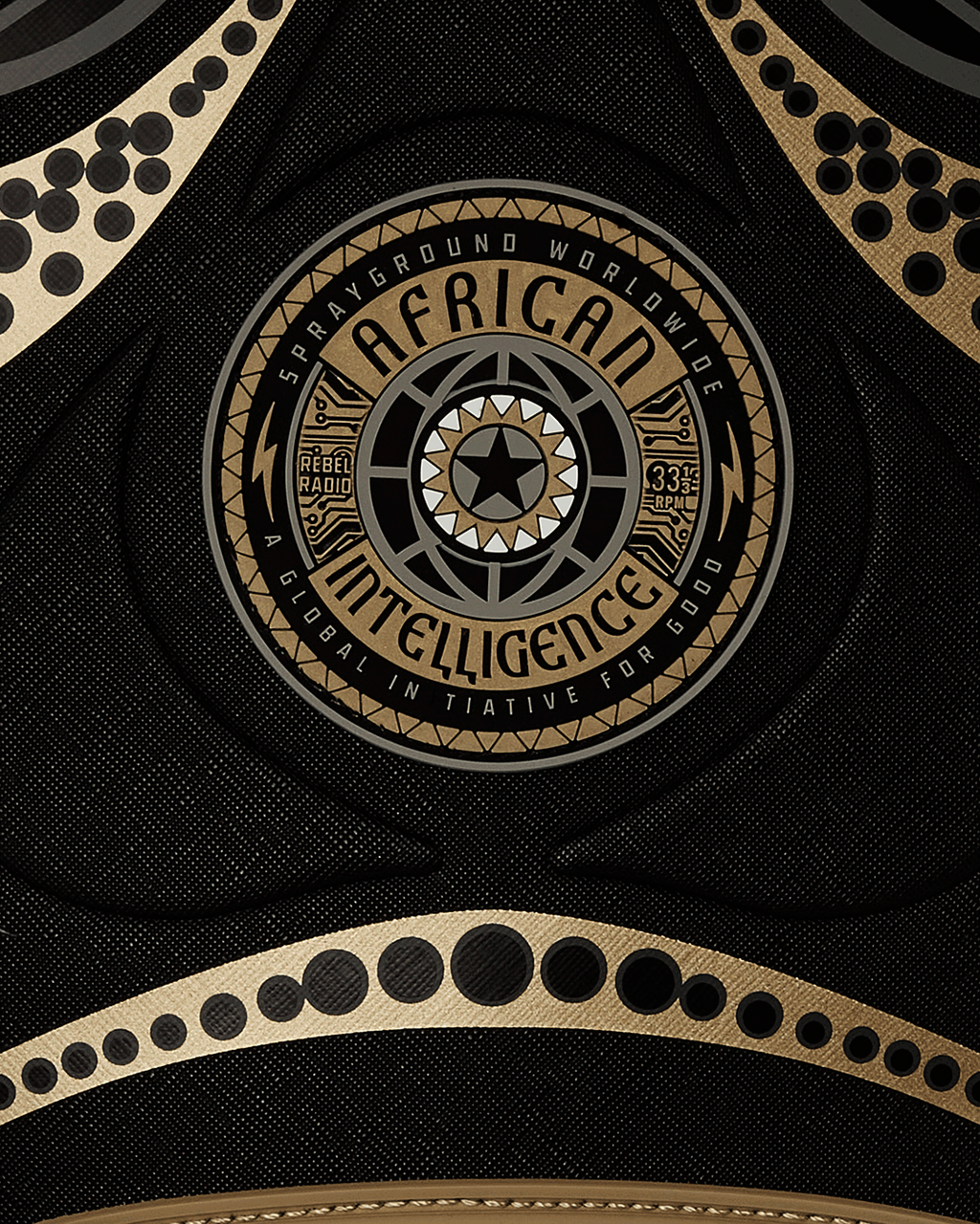 SPRAYGROUND A.I. AFRICAN INTELLIGENCE SHARKS OF THE GOLD OCEAN BACKPACK - SANDFLOWER COLLAB