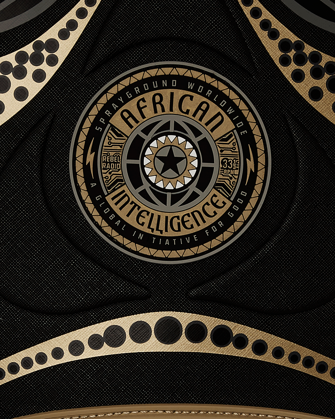SPRAYGROUND A.I. AFRICAN INTELLIGENCE SHARKS OF THE GOLD OCEAN BACKPACK - SANDFLOWER COLLAB