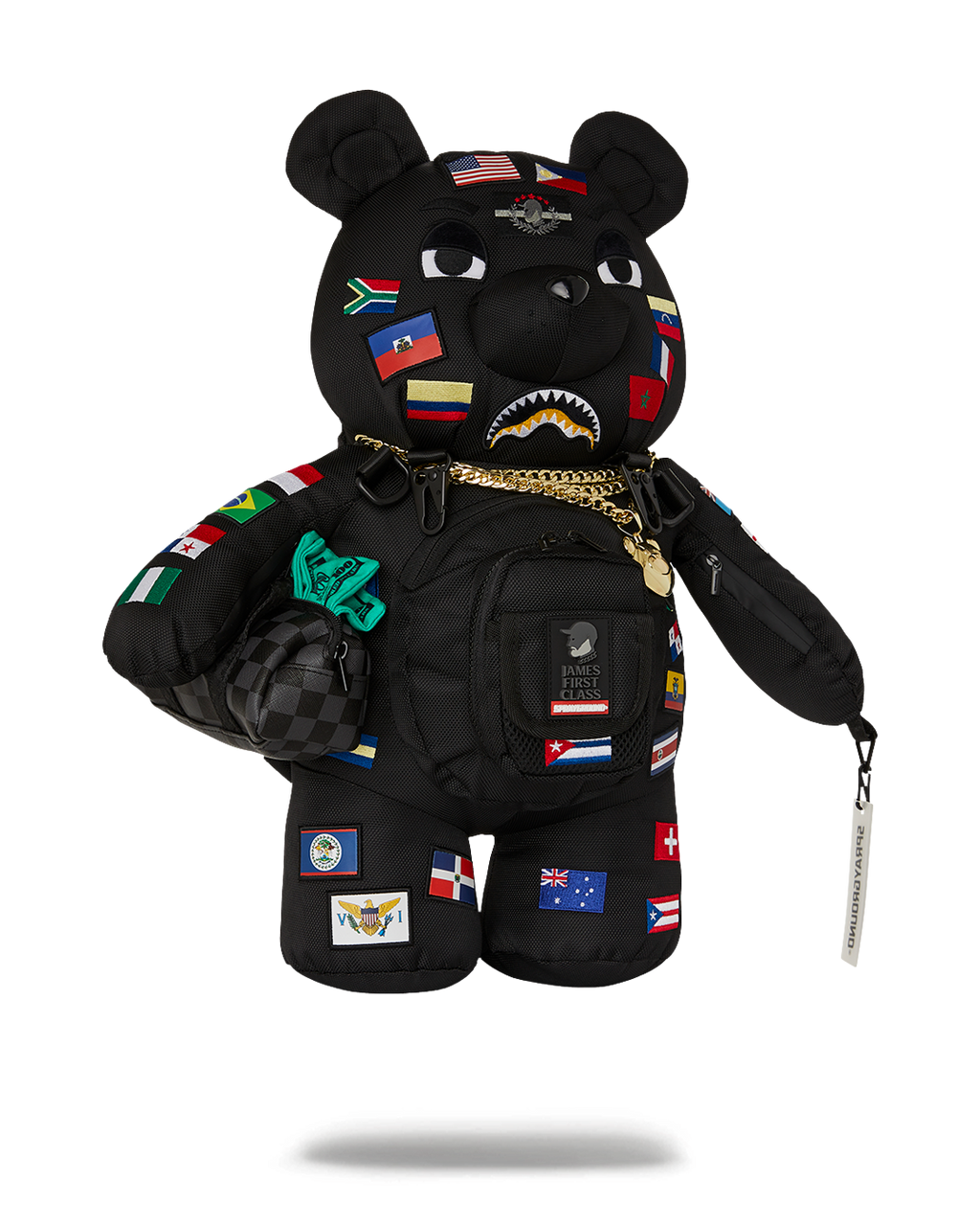 SPRAYGROUND JAMES FIRST CLASS GLOBAL FLAGS MONEYBEAR BACKPACK