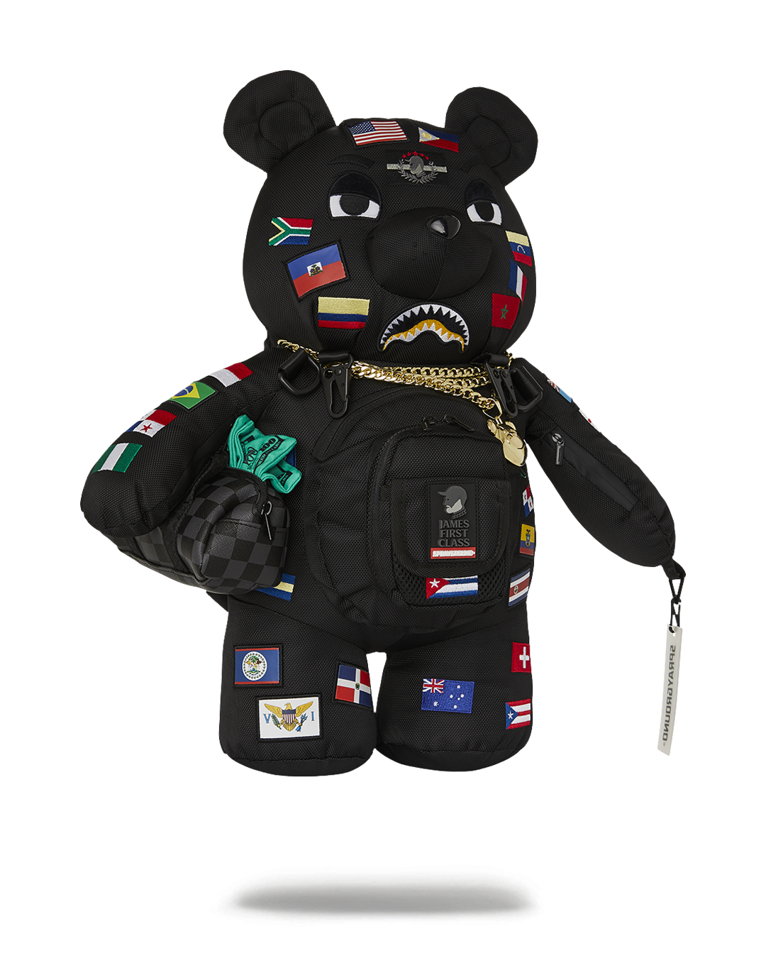 SPRAYGROUND JAMES FIRST CLASS GLOBAL FLAGS MONEYBEAR BACKPACK