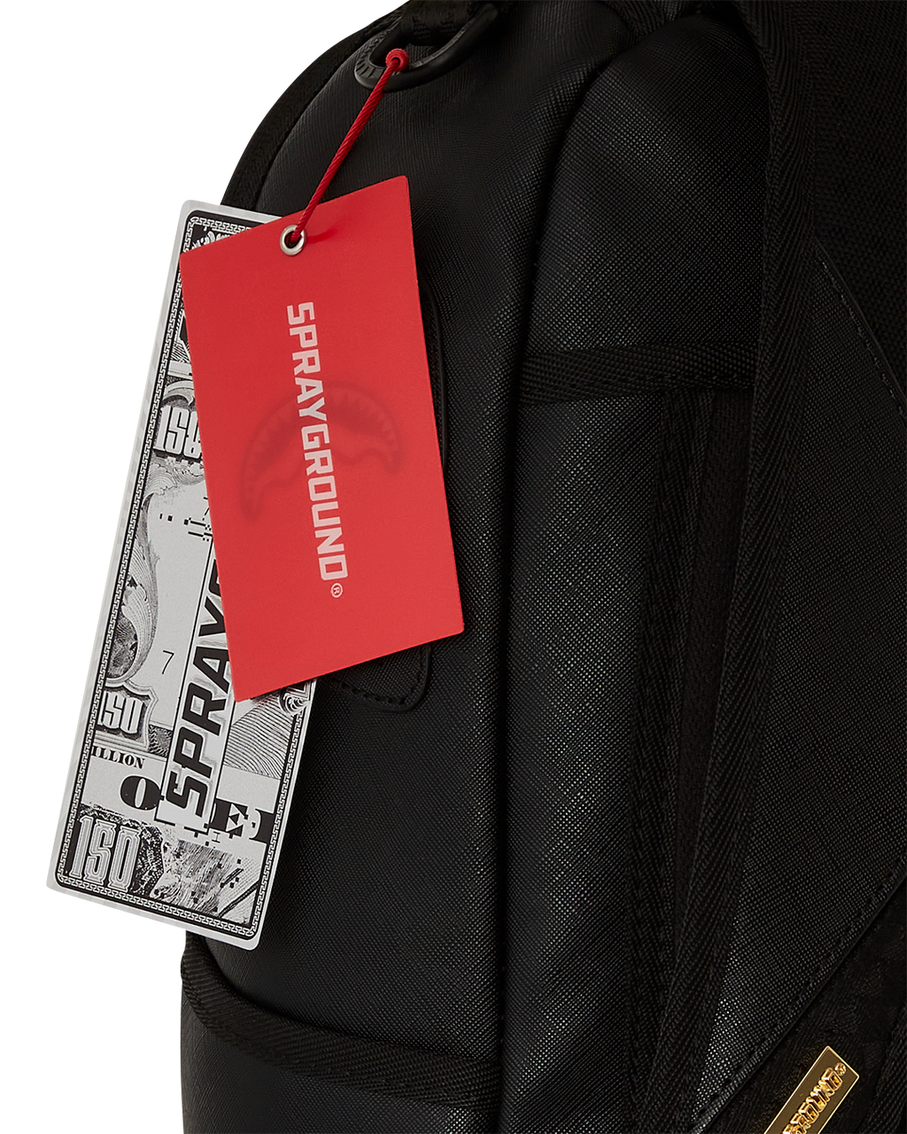 SPRAYGROUND GOLD AND BLACK RACING STRIPES BACKPACK