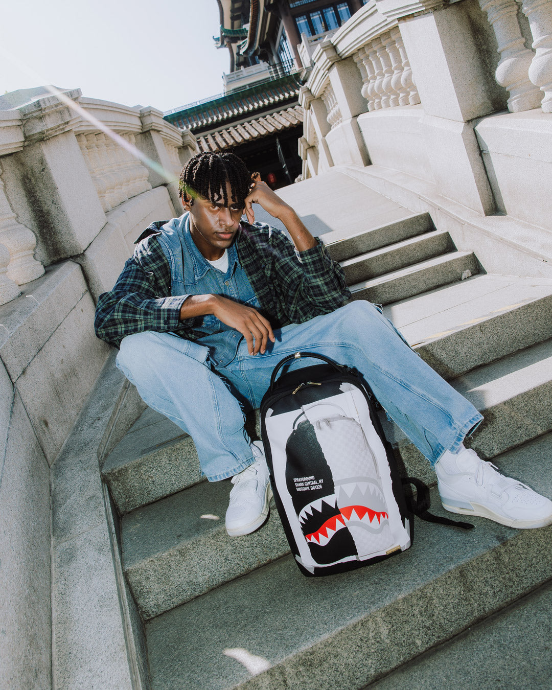 SPRAYGROUND BAG ON BAG OPTICAL ILLUSION SHARKS IN PARIS BACKPACK