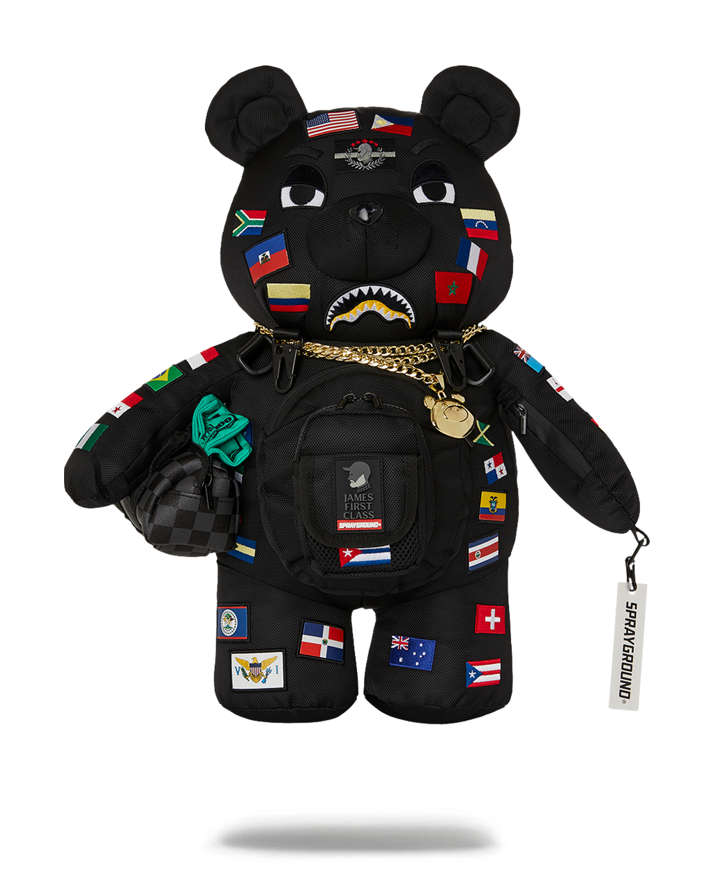SPRAYGROUND JAMES FIRST CLASS GLOBAL FLAGS MONEYBEAR BACKPACK