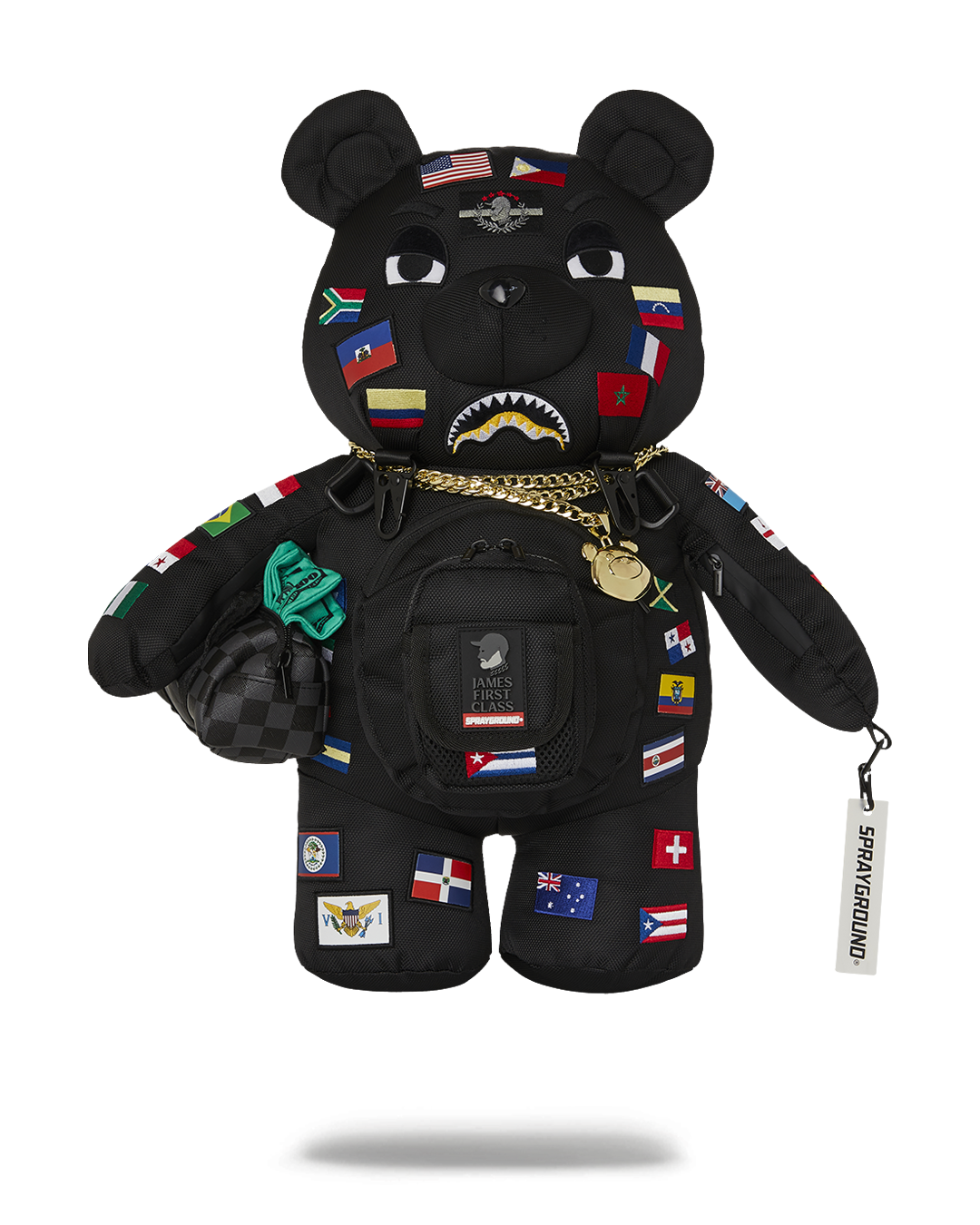 SPRAYGROUND JAMES FIRST CLASS GLOBAL FLAGS MONEYBEAR BACKPACK