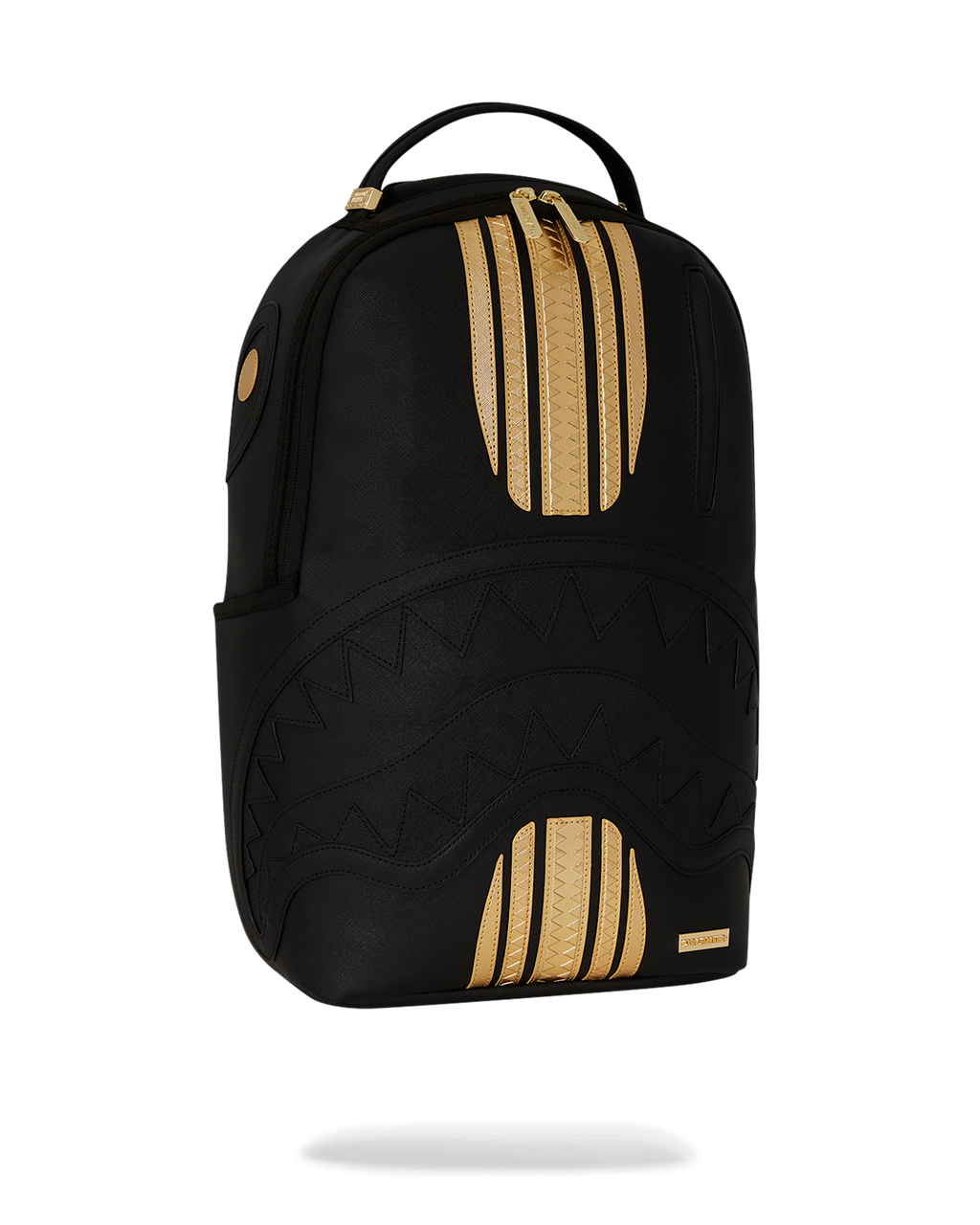 SPRAYGROUND GOLD AND BLACK RACING STRIPES BACKPACK