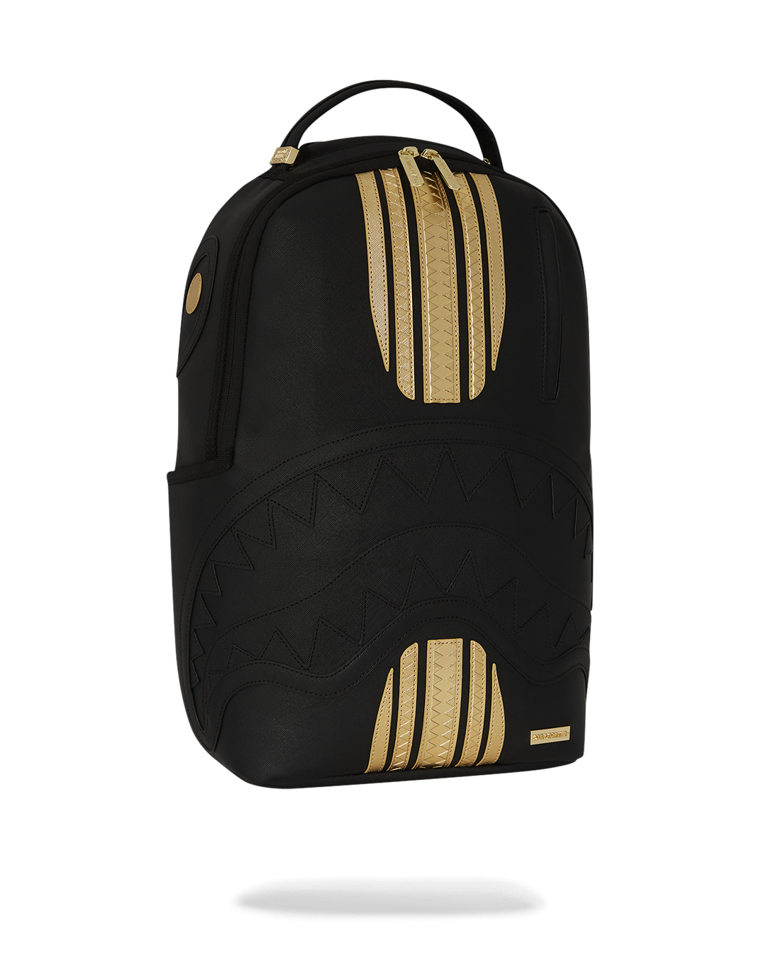 SPRAYGROUND GOLD AND BLACK RACING STRIPES BACKPACK