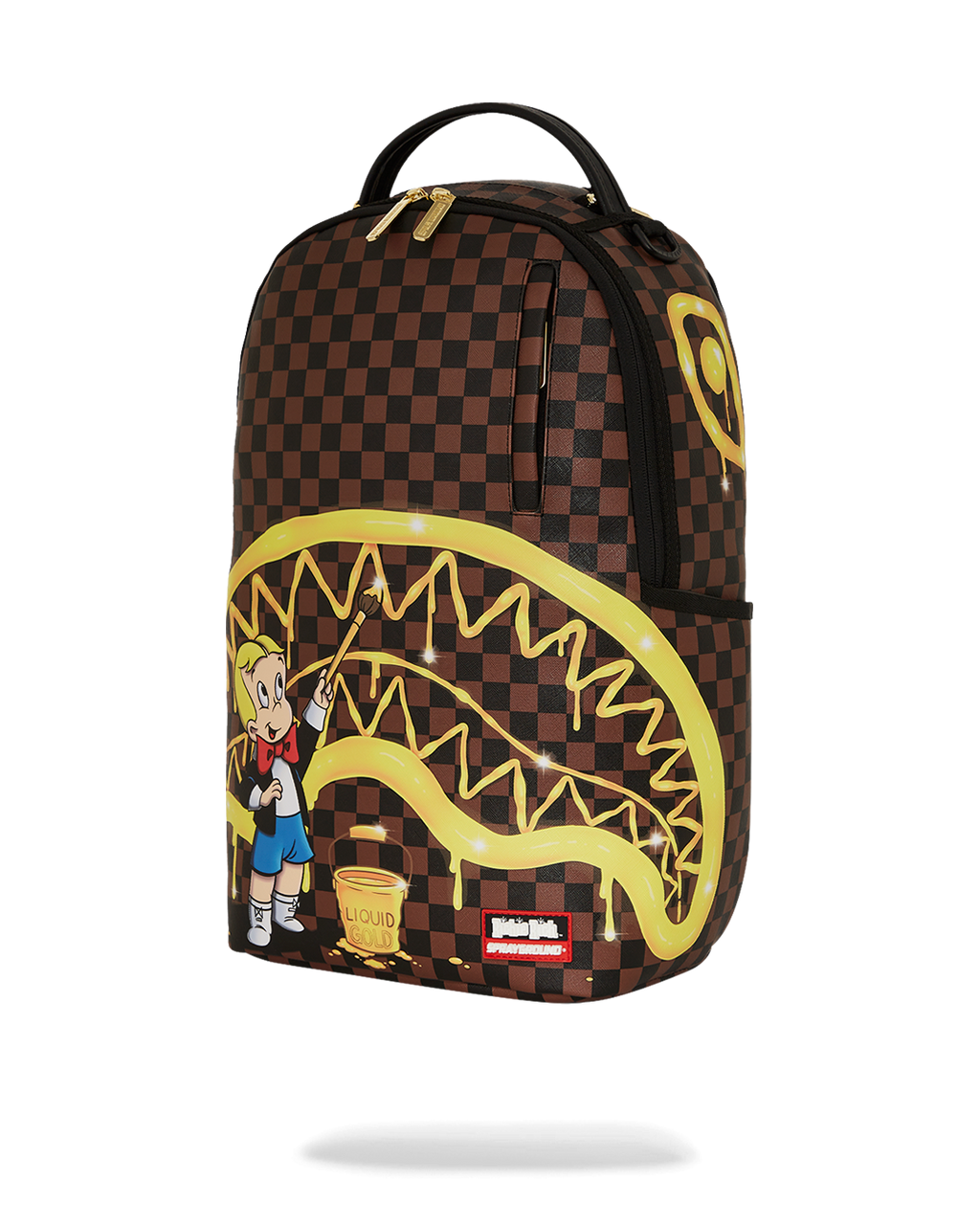 SPRAYGROUND RICHIE RICH PAINT THE SHARK GOLD BACKPACK