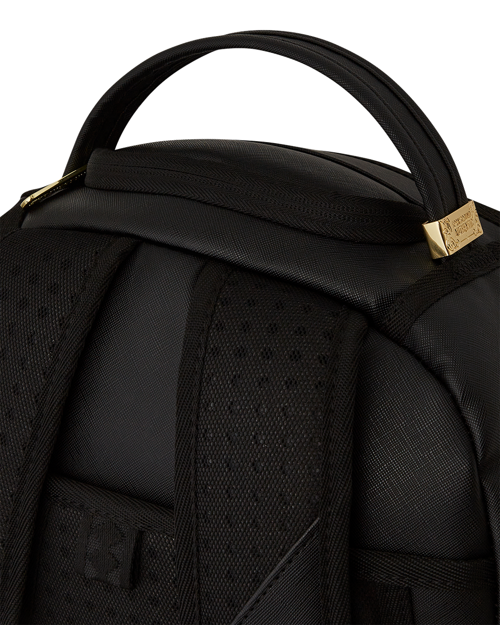 SPRAYGROUND GOLD AND BLACK RACING STRIPES BACKPACK