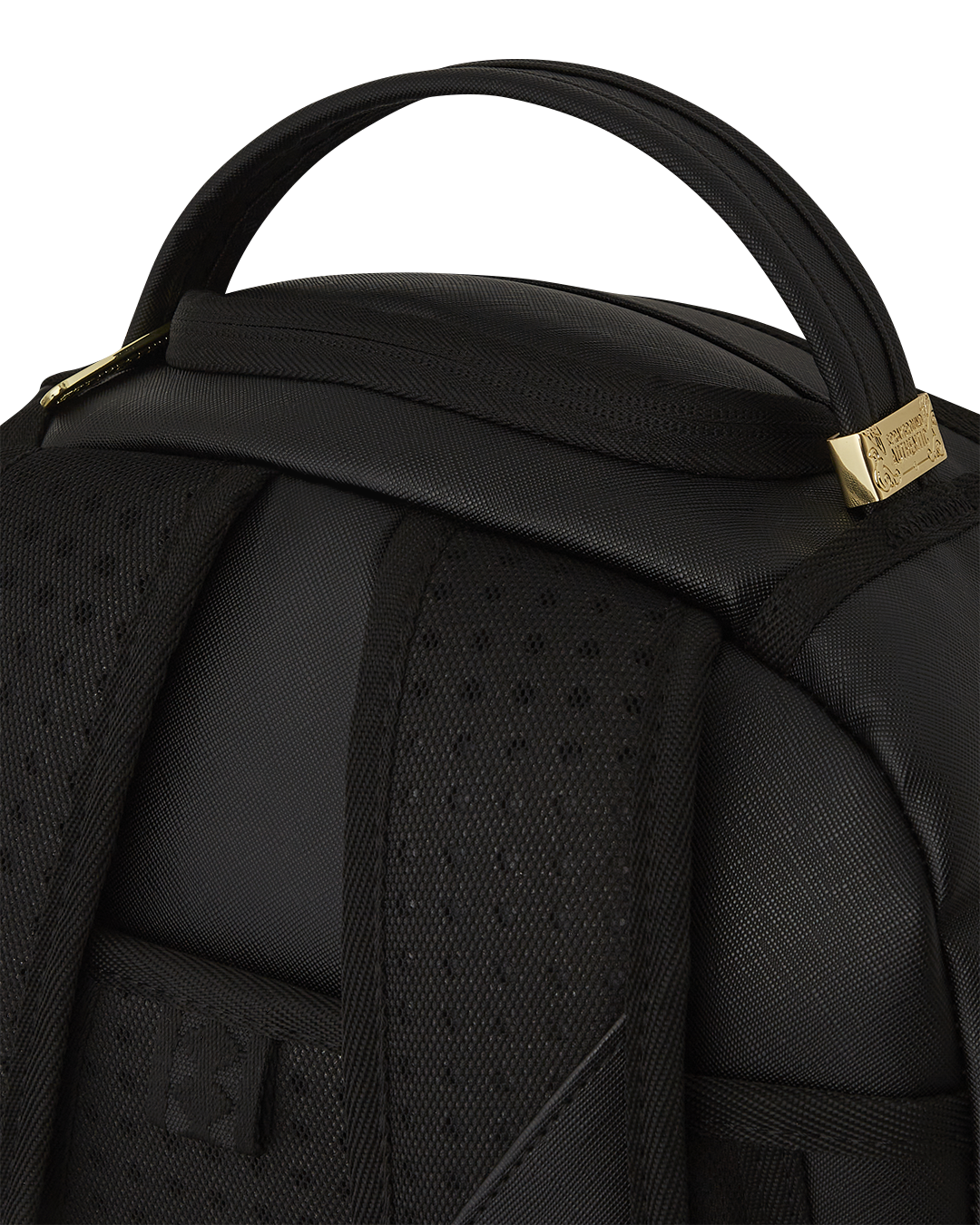 SPRAYGROUND GOLD AND BLACK RACING STRIPES BACKPACK