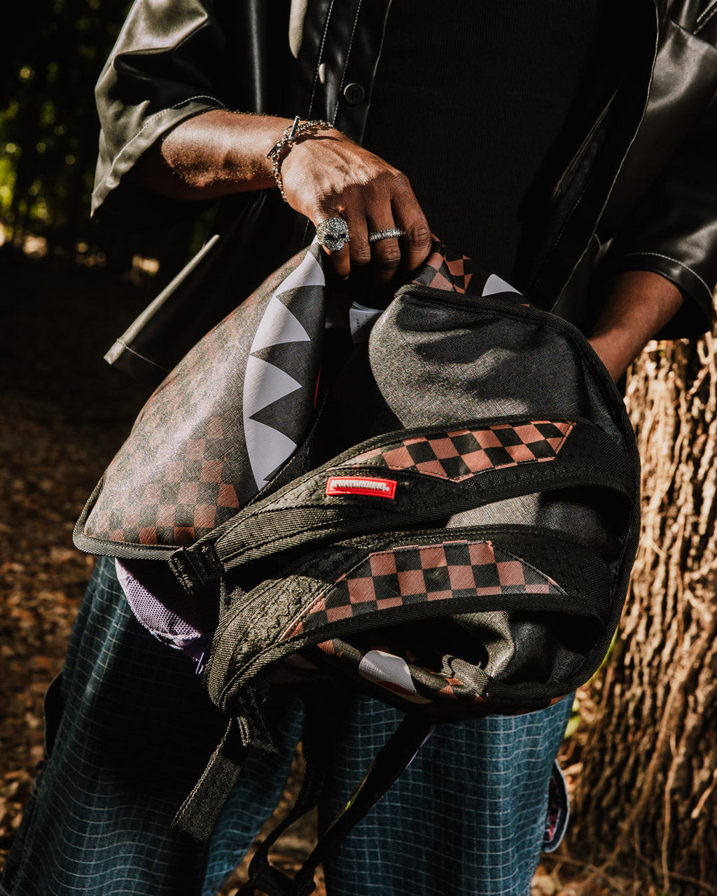 SPRAYGROUND NOOO WAY!!! A REVERSIBLE BACKPACK - PURPLE VELOUR TO OG SHARKS IN PARIS BACKPACK