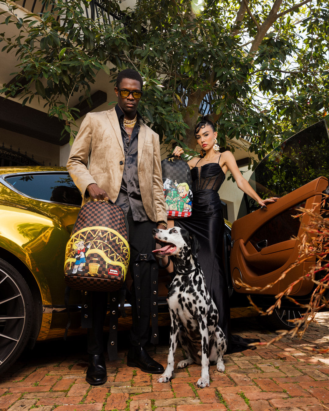 SPRAYGROUND RICHIE RICH PAINT THE SHARK GOLD BACKPACK