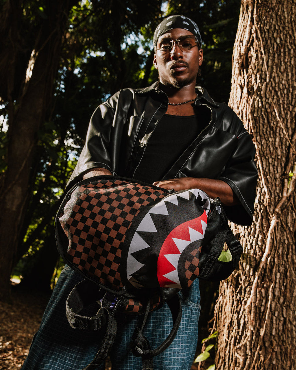 SPRAYGROUND NOOO WAY!!! A REVERSIBLE BACKPACK - PURPLE VELOUR TO OG SHARKS IN PARIS BACKPACK
