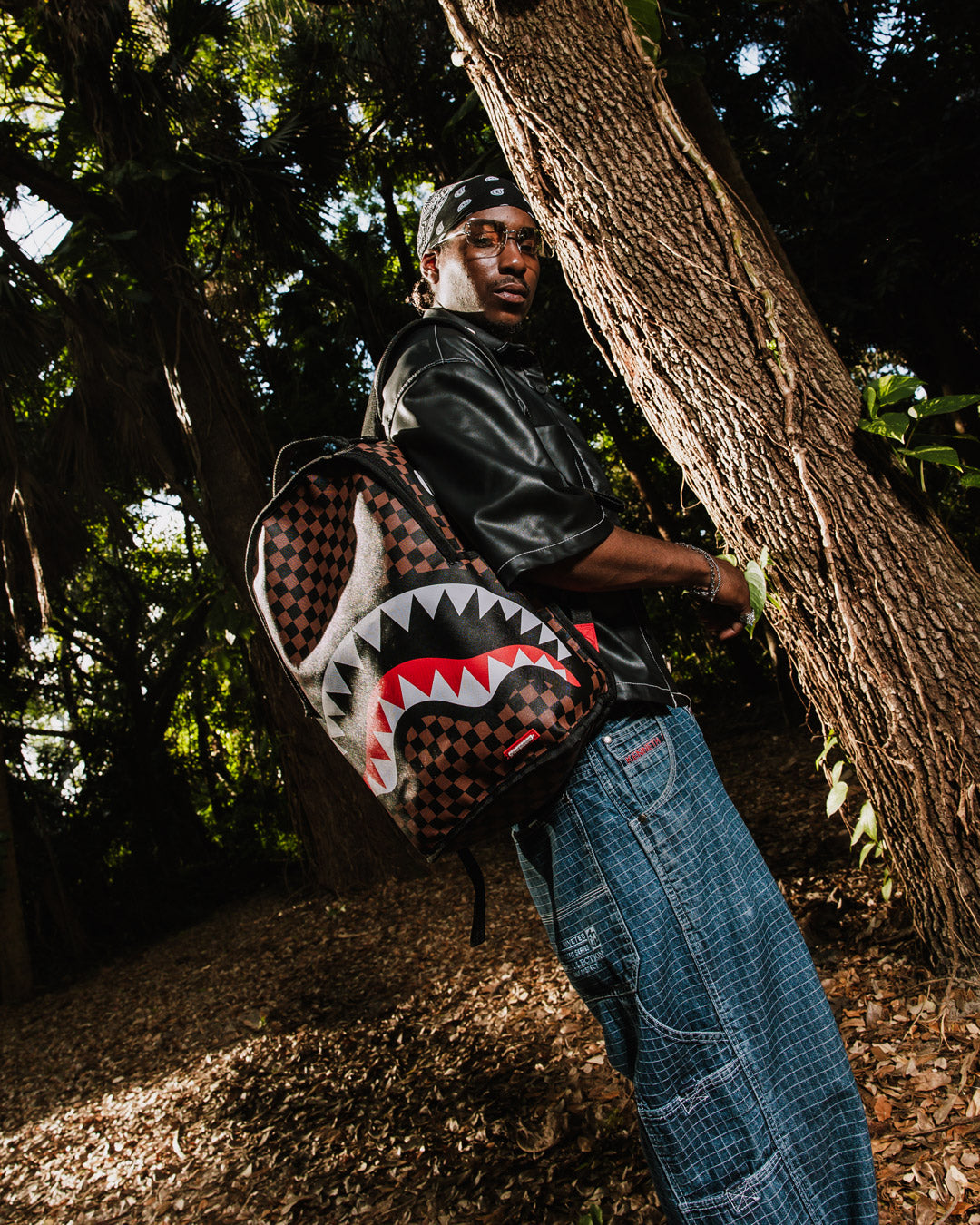 SPRAYGROUND NOOO WAY!!! A REVERSIBLE BACKPACK - PURPLE VELOUR TO OG SHARKS IN PARIS BACKPACK