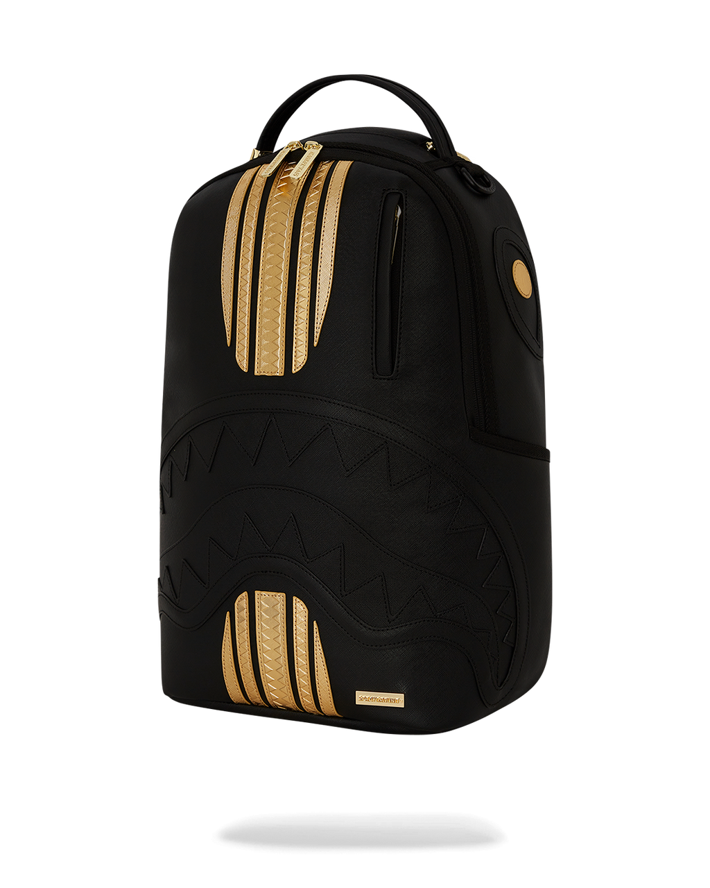 SPRAYGROUND GOLD AND BLACK RACING STRIPES BACKPACK