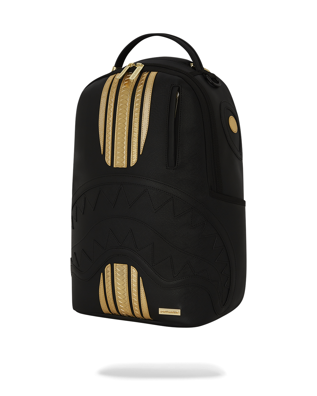 SPRAYGROUND GOLD AND BLACK RACING STRIPES BACKPACK