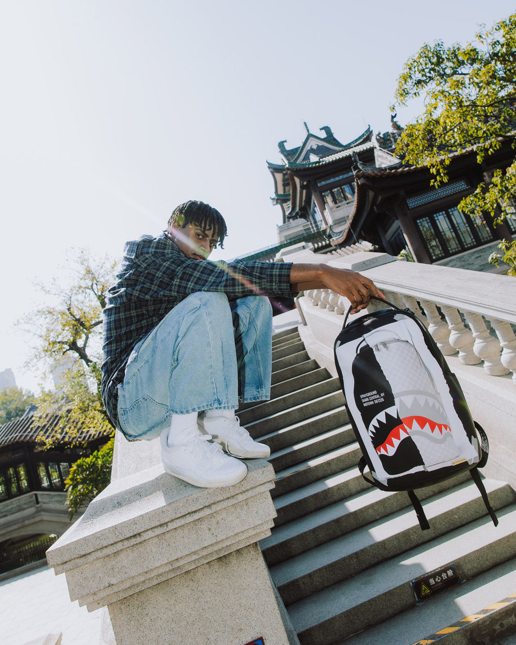 SPRAYGROUND BAG ON BAG OPTICAL ILLUSION SHARKS IN PARIS BACKPACK