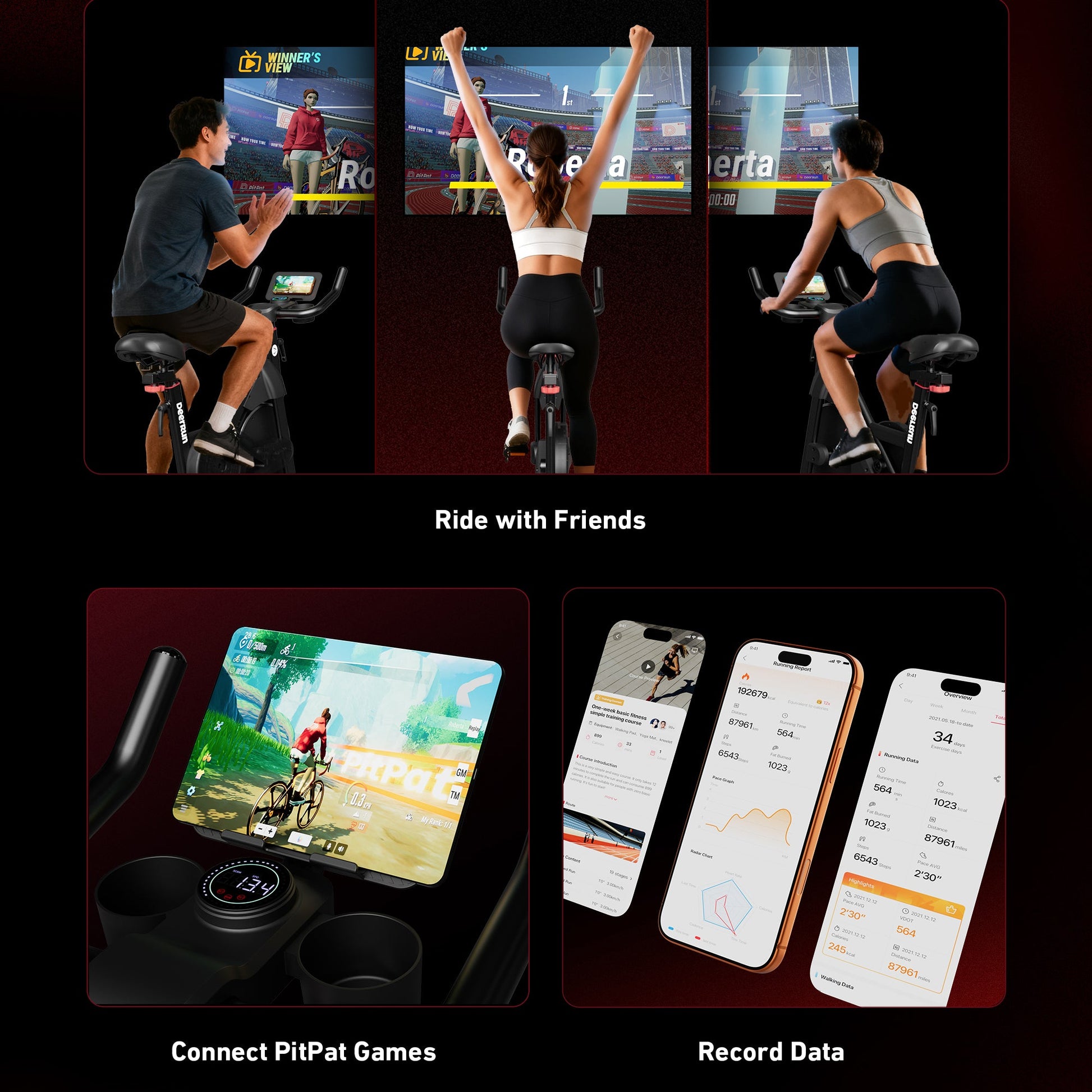 DeerRun S500 Pro King Size Indoor Exercise Bike for Tall Riders 32 Magnetic Adjustable Resistance, LED Screen