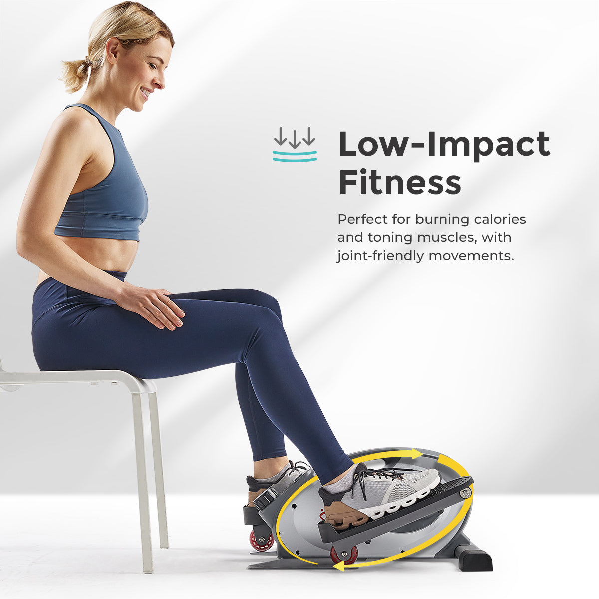 Sunny Health & Fitness Smart Under Desk Mini Elliptical Exercise Trainer