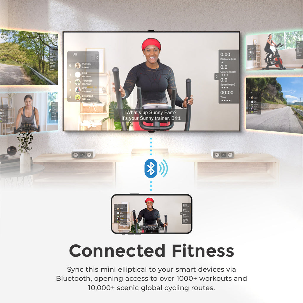 Sunny Health & Fitness Smart Under Desk Mini Elliptical Exercise Trainer