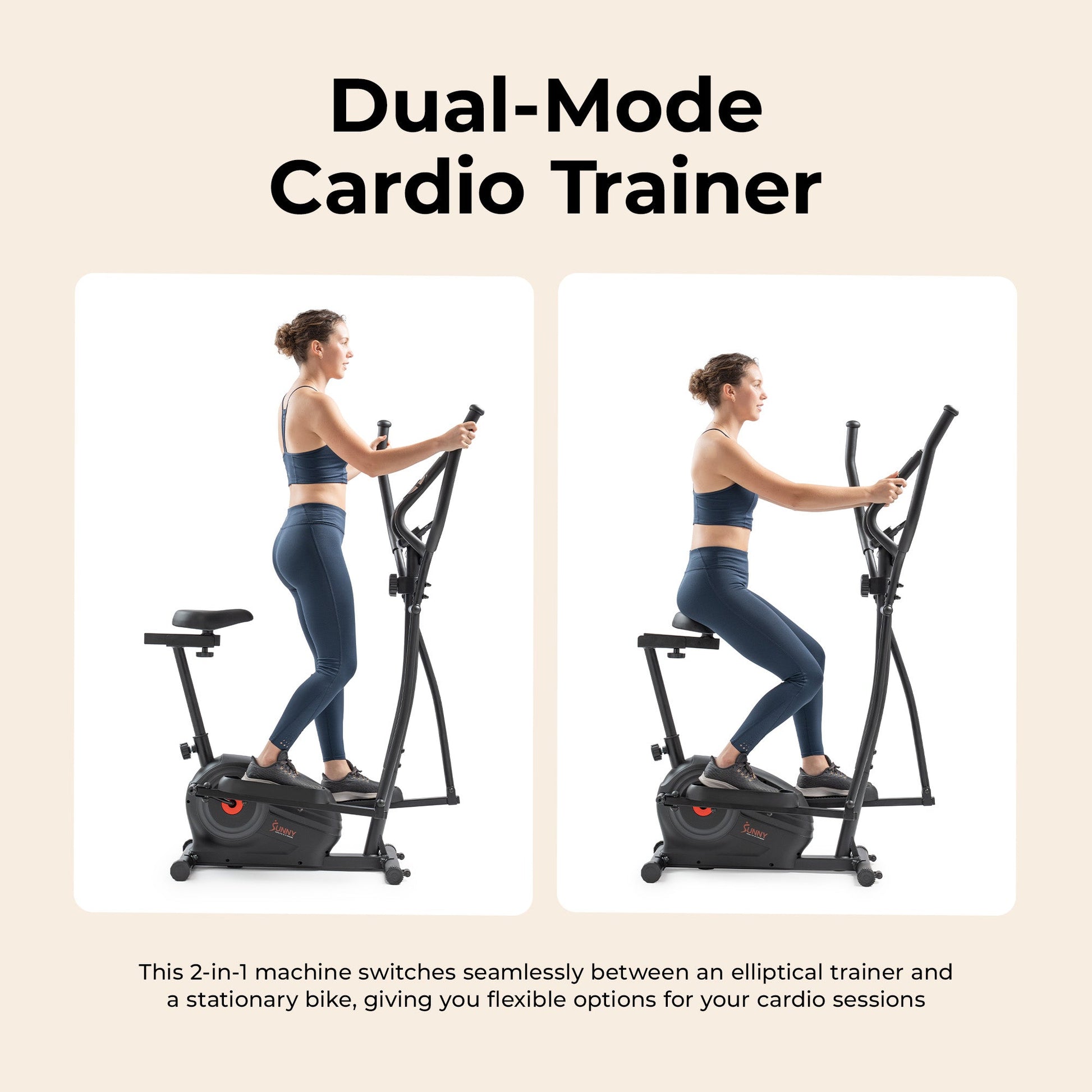 Sunny Health & Fitness Essential Magnetic Resistance 2-in-1 Cross Trainer Elliptical Bike