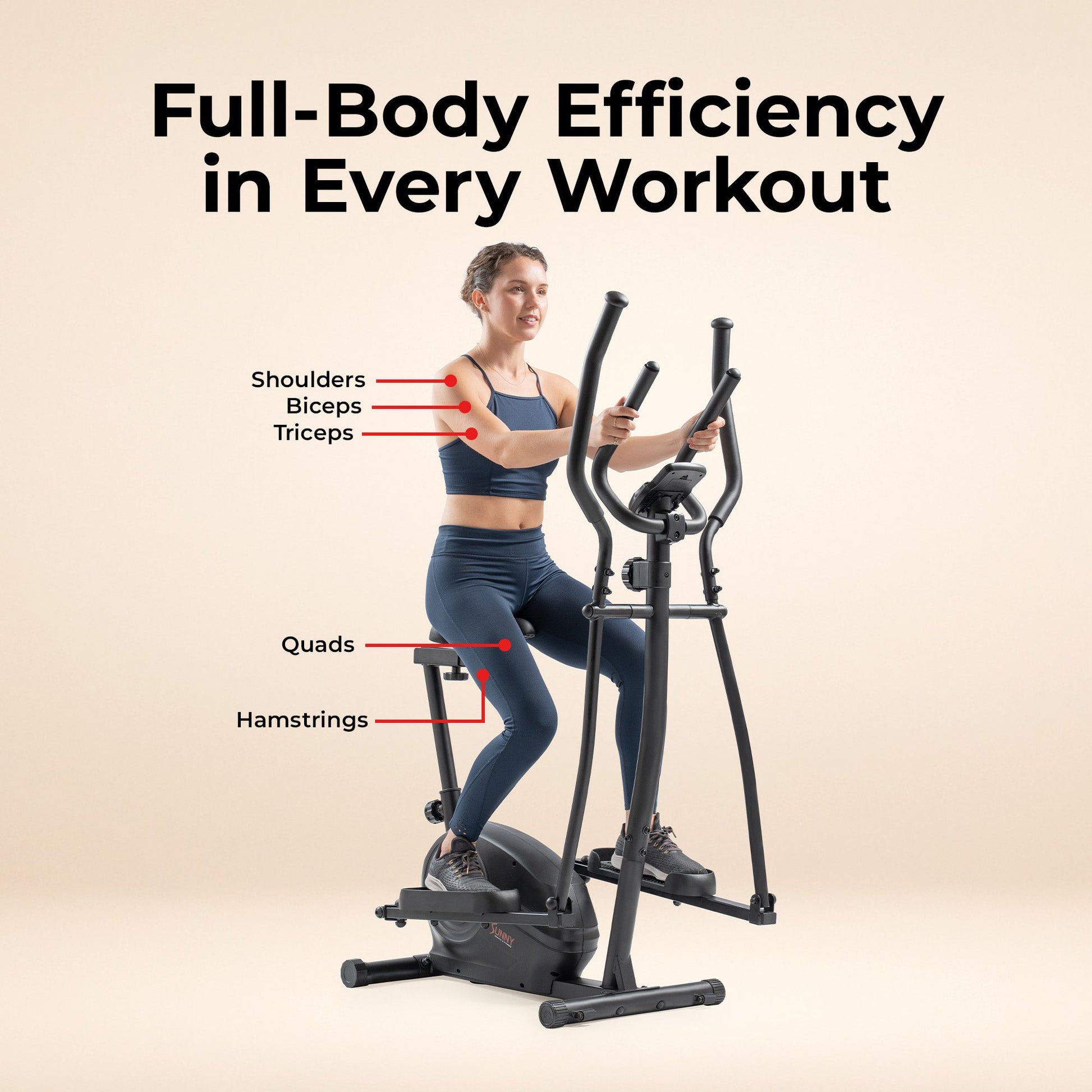 Sunny Health & Fitness Essential Magnetic Resistance 2-in-1 Cross Trainer Elliptical Bike