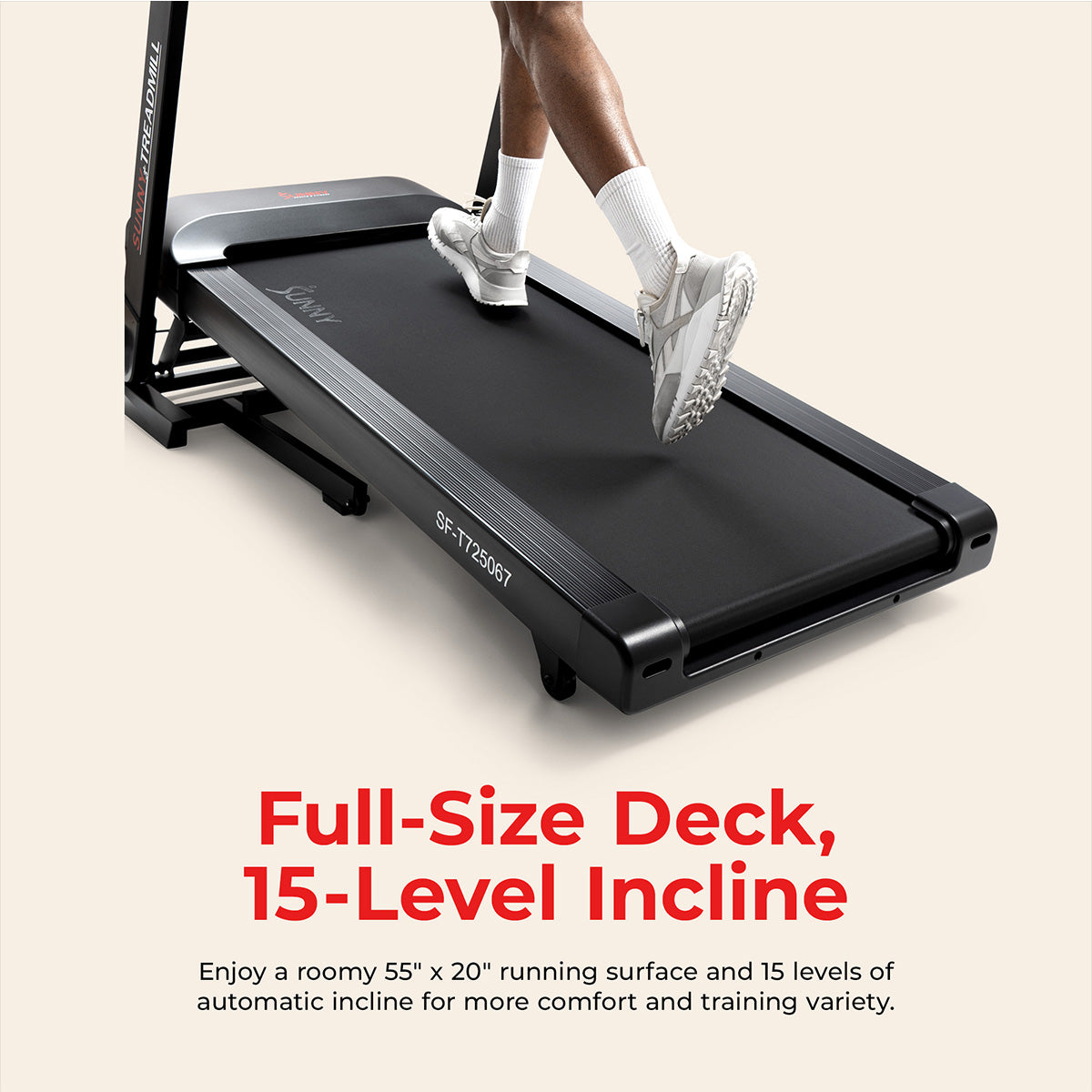 Sunny Health & Fitness Platinum Smart One-Click Fold Wi-Fi Treadmill with Auto Incline