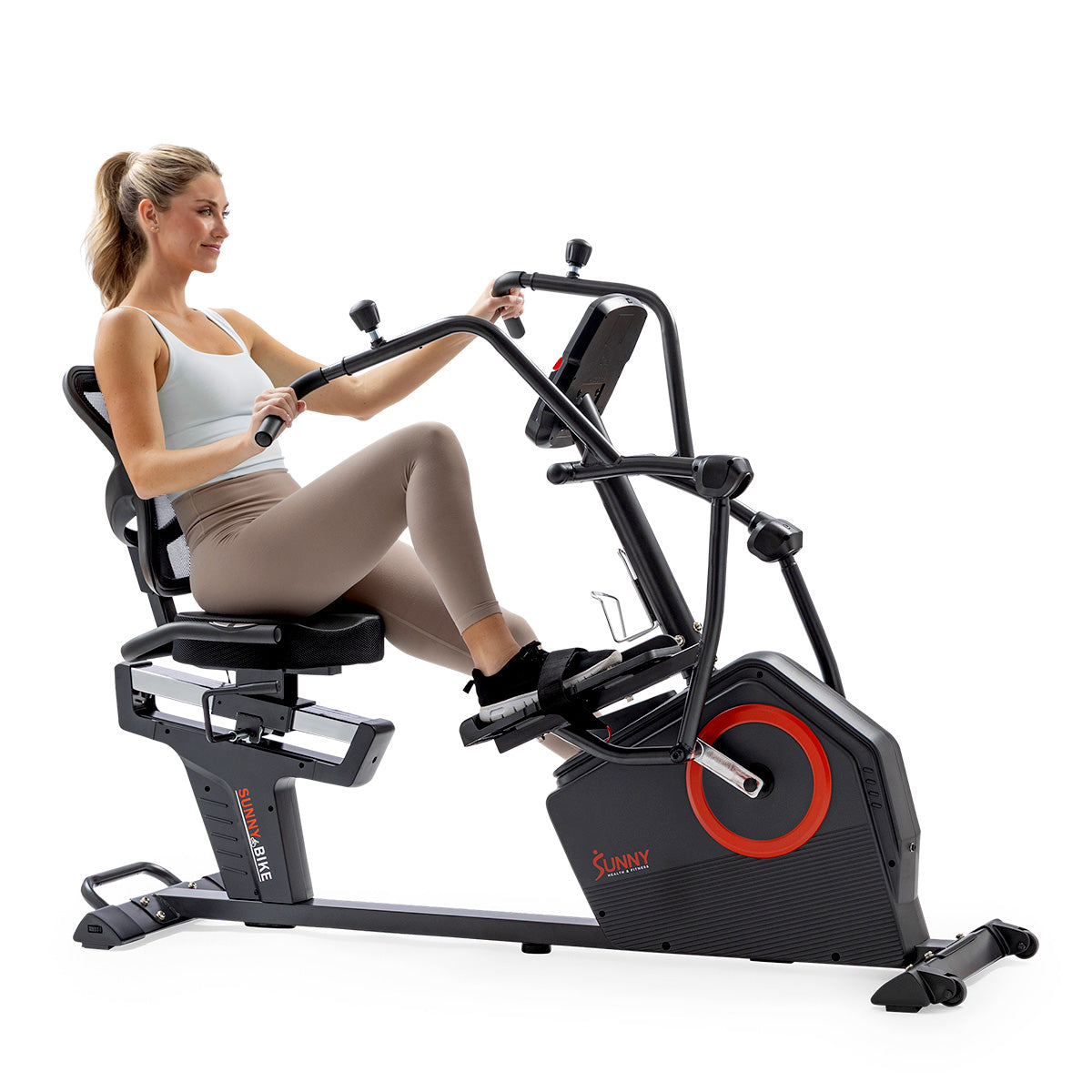 Sunny Health & Fitness Premium Smart Programmable Electro-Magnetic Resistance Recumbent Elliptical Cross Trainer