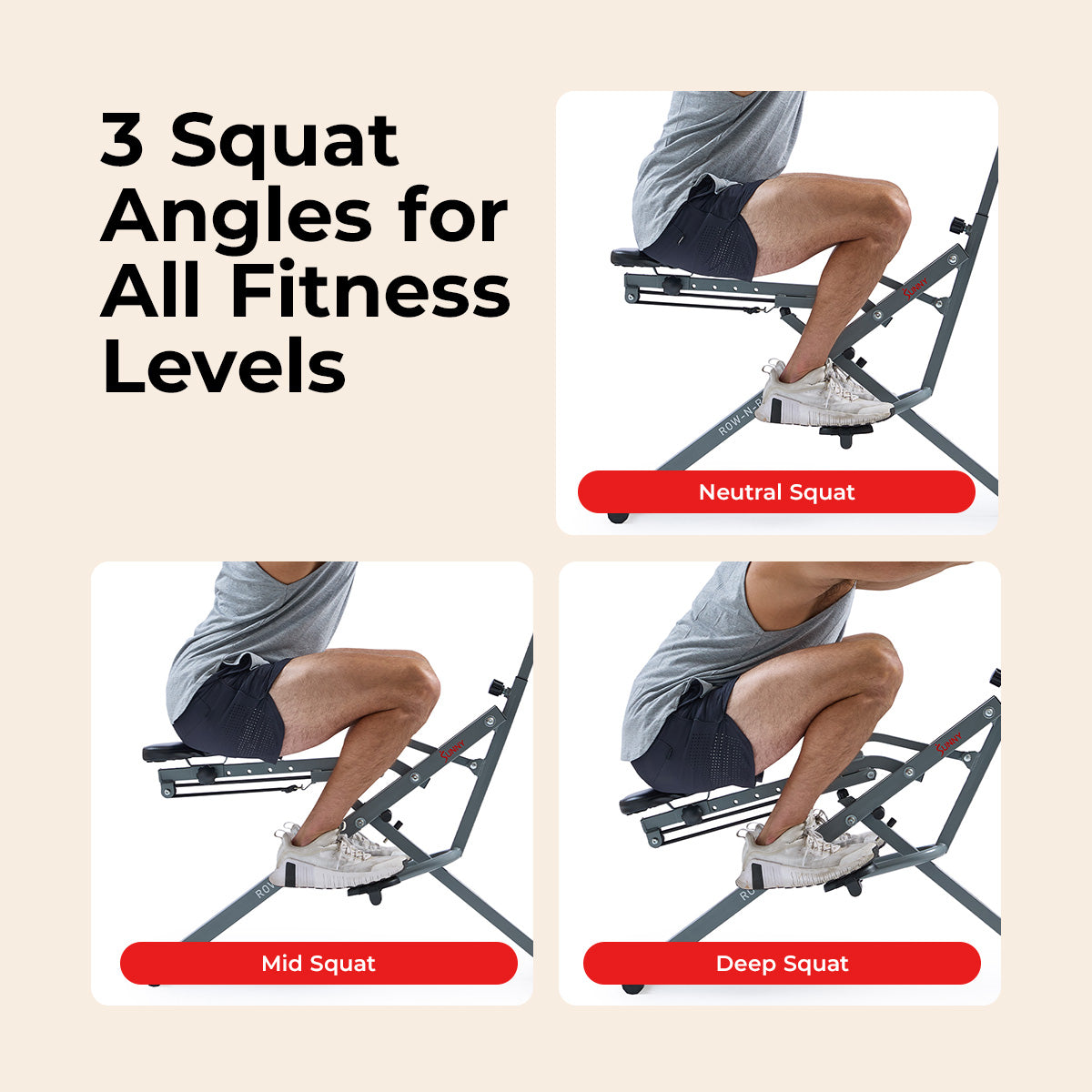 Sunny Health & Fitness Upright Row-N-Ride® Squat Assist Trainer Machine for Abs and Glute Workout