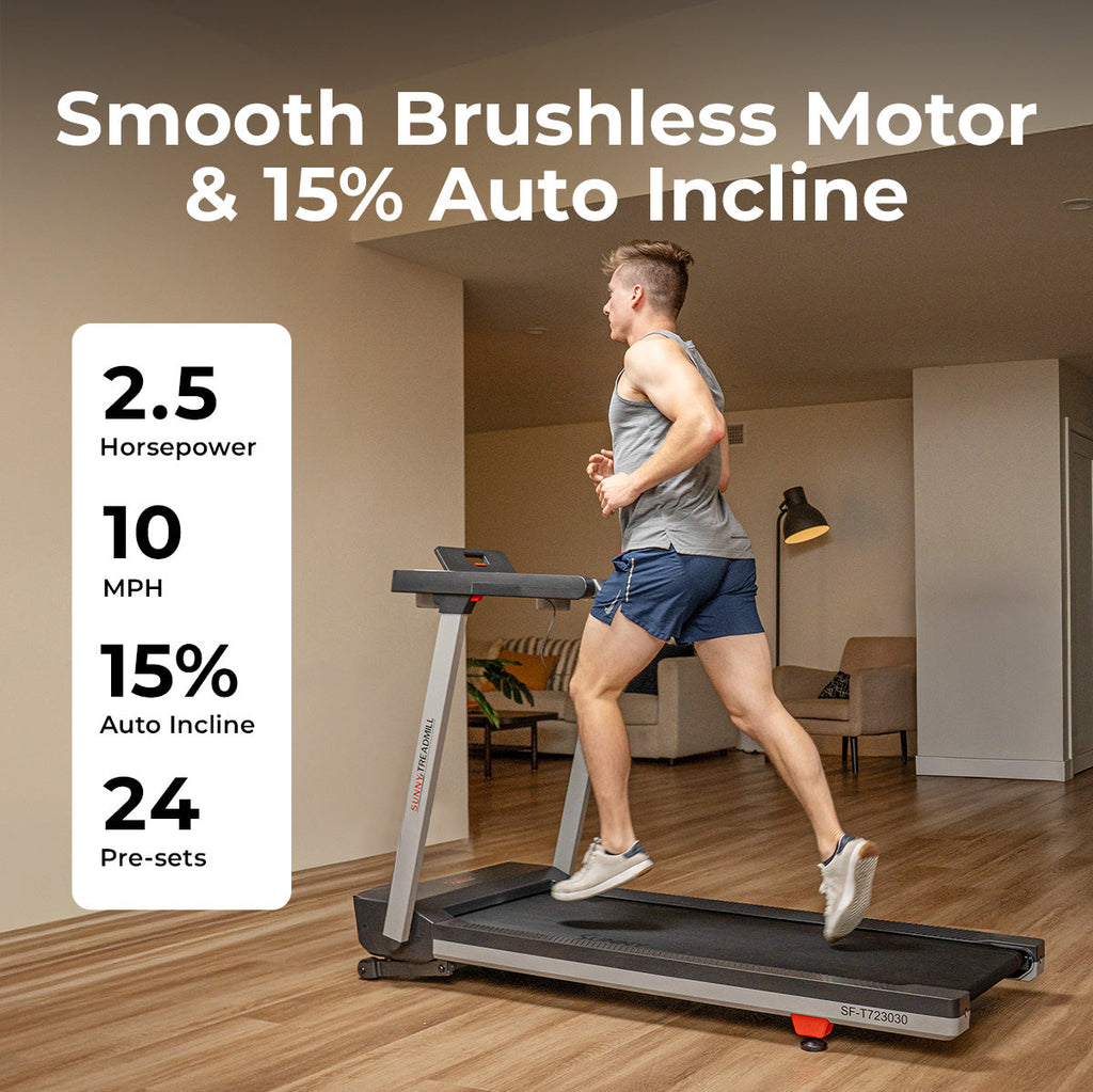 Sunny Health & Fitness OneClick-Fold 20" Smart Auto Incline Treadmill With No Assembly Required