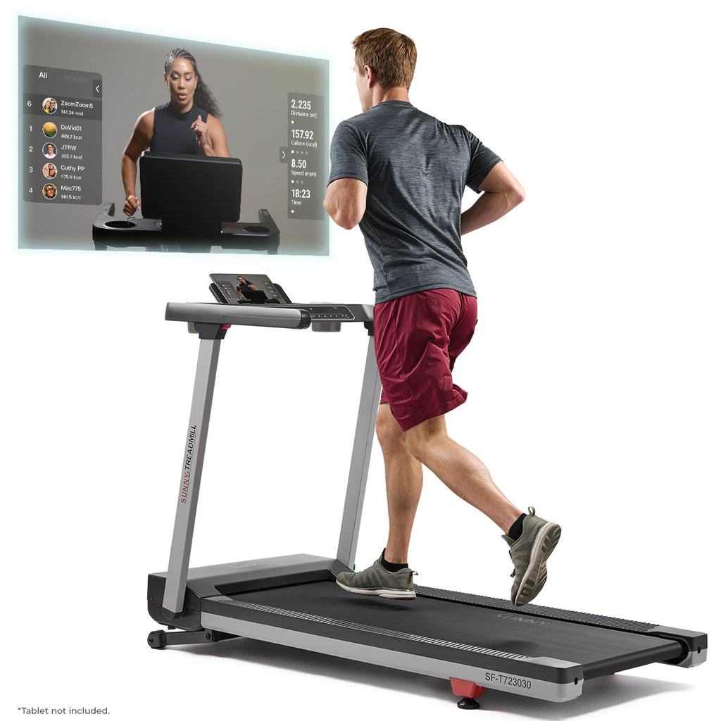 Sunny Health & Fitness OneClick-Fold 20" Smart Auto Incline Treadmill With No Assembly Required