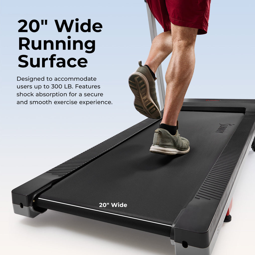Sunny Health & Fitness OneClick-Fold 20" Smart Auto Incline Treadmill With No Assembly Required